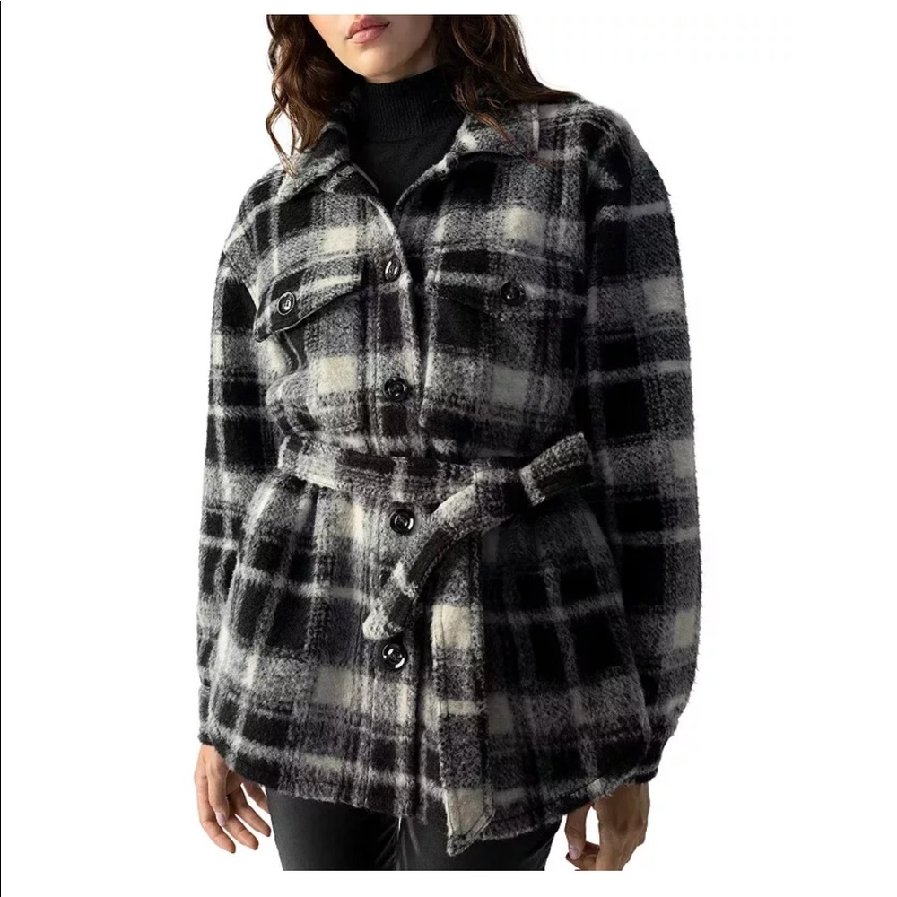 Sanctuary Plaid Tie Coat NWT